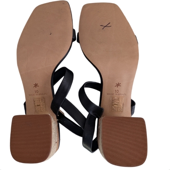 Splendid Keeva Square Toe Leather Sandals Size 10 | NEW Black Espadrille Heel - Picture 9 of 11